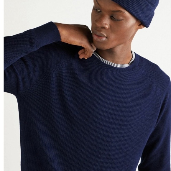 Revolve x Onia Men’s Knit Sweater Cotton/Cashmere blend Elbow patches Blue S - Picture 3 of 15